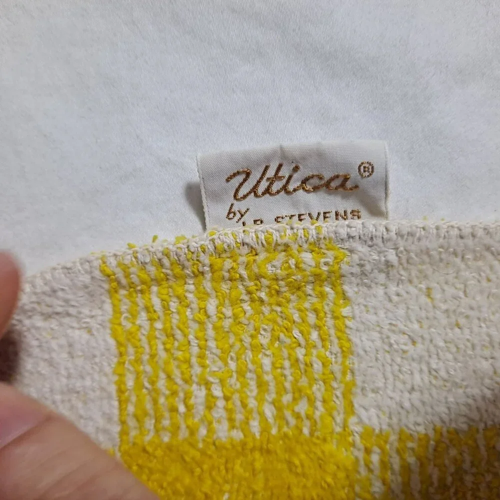 Vintage Utica JP Stevens Bath Hand Towel Washcloth Set Green Retro Soft 60s 70s